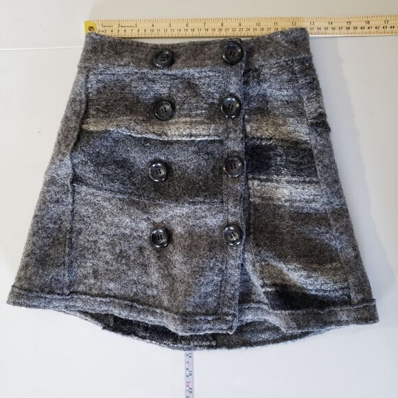 Gray Wool Blend Double-Breasted A-Line Skirt Made In Italy Preppy Academia Fall - Picture 4 of 5
